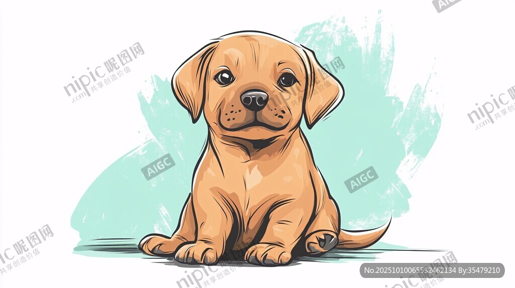 可爱拉布拉多幼犬插画
