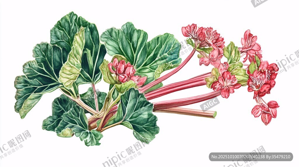 艳丽矾根植物手绘插画
