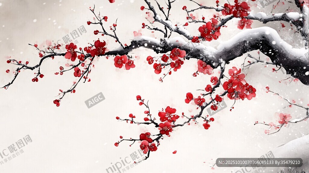 雪中红梅图