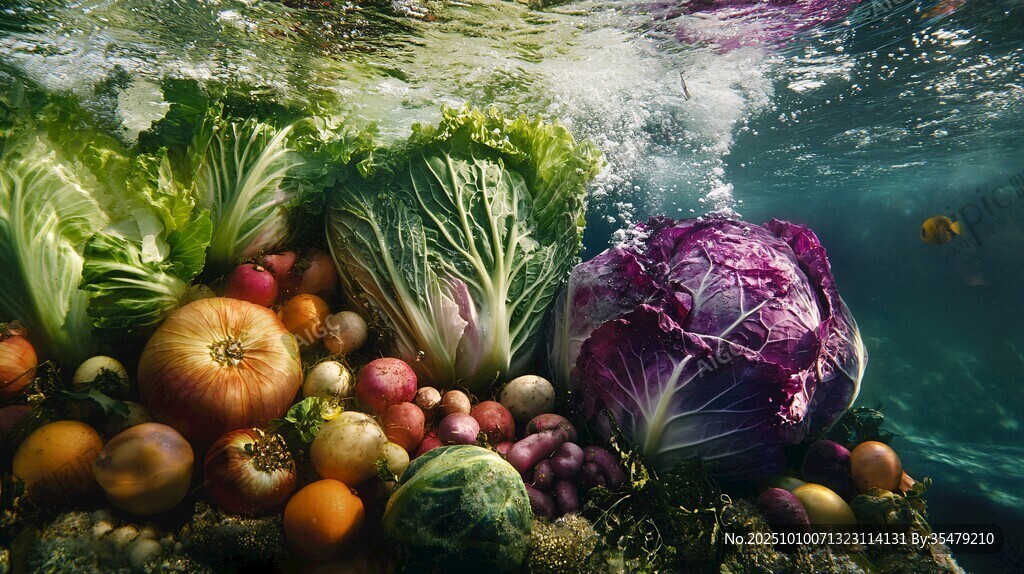 水下缤纷蔬菜奇幻景象
