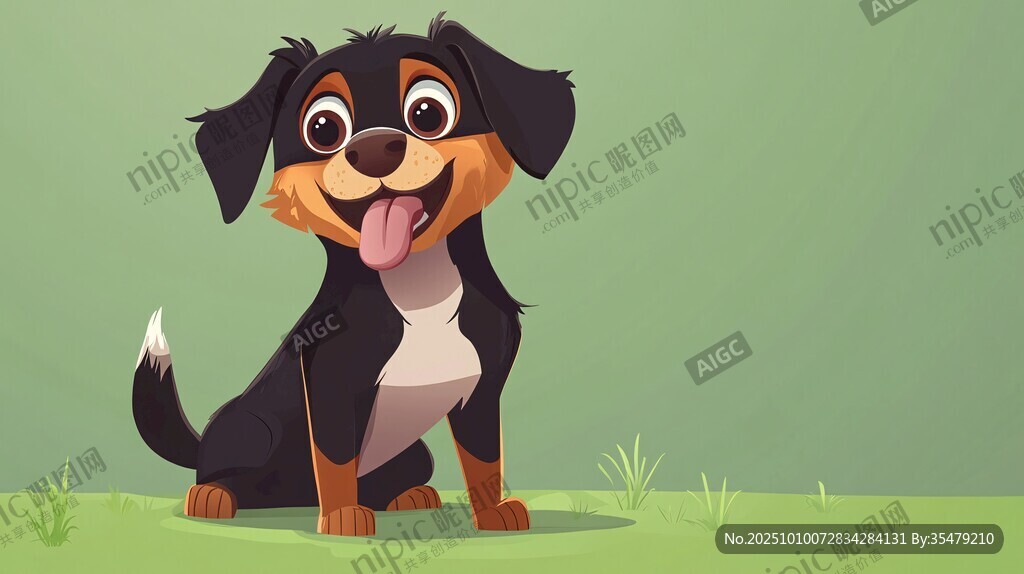 可爱小狗草地吐舌卖萌