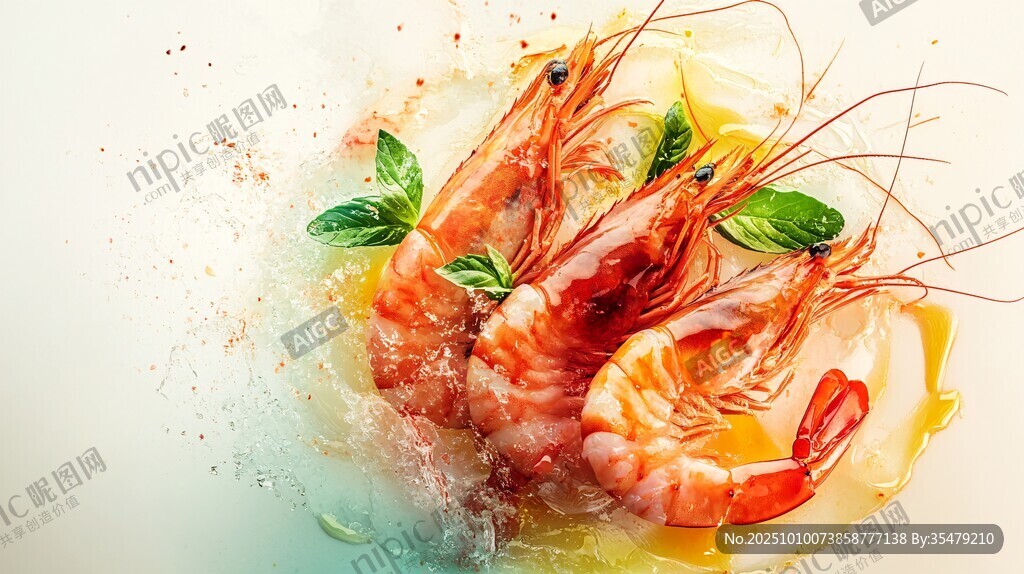 精致摆盘的美味鲜虾料理