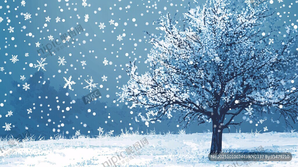 雪夜孤树