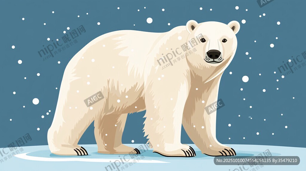 雪地中的可爱北极熊
