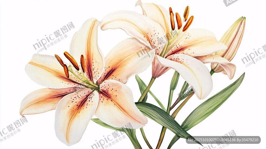 优雅百合花插画