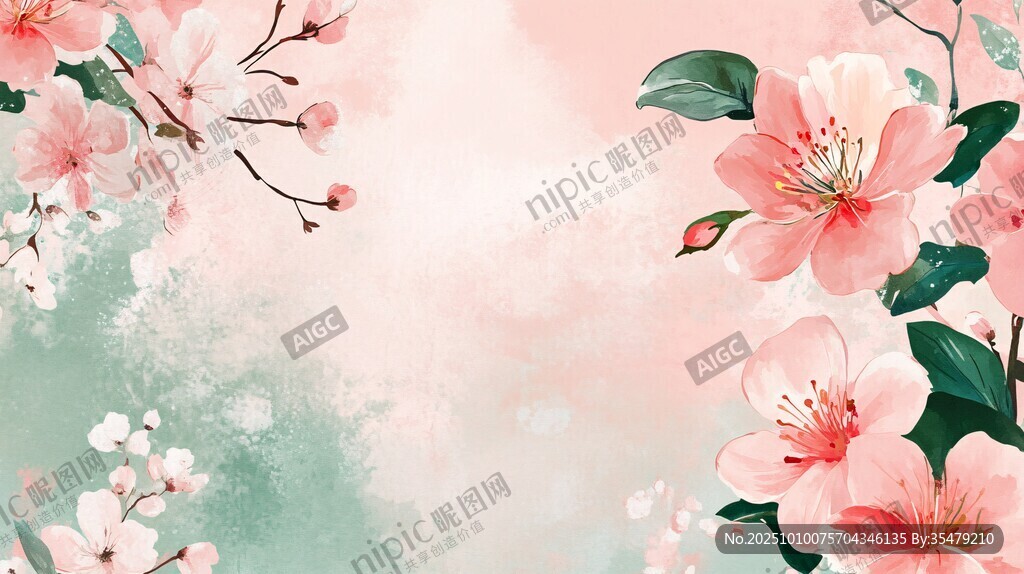 春日烂漫樱花背景图