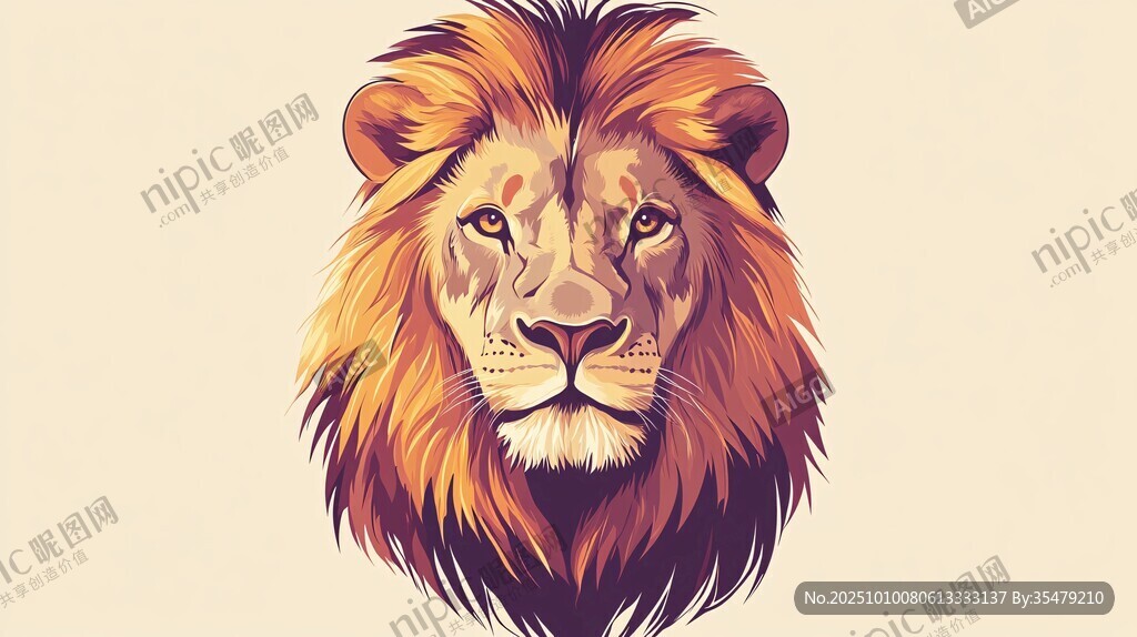雄狮头像插画