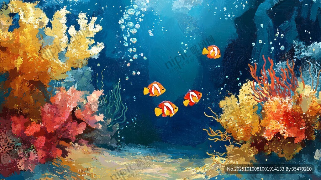 梦幻海底世界的多彩景象