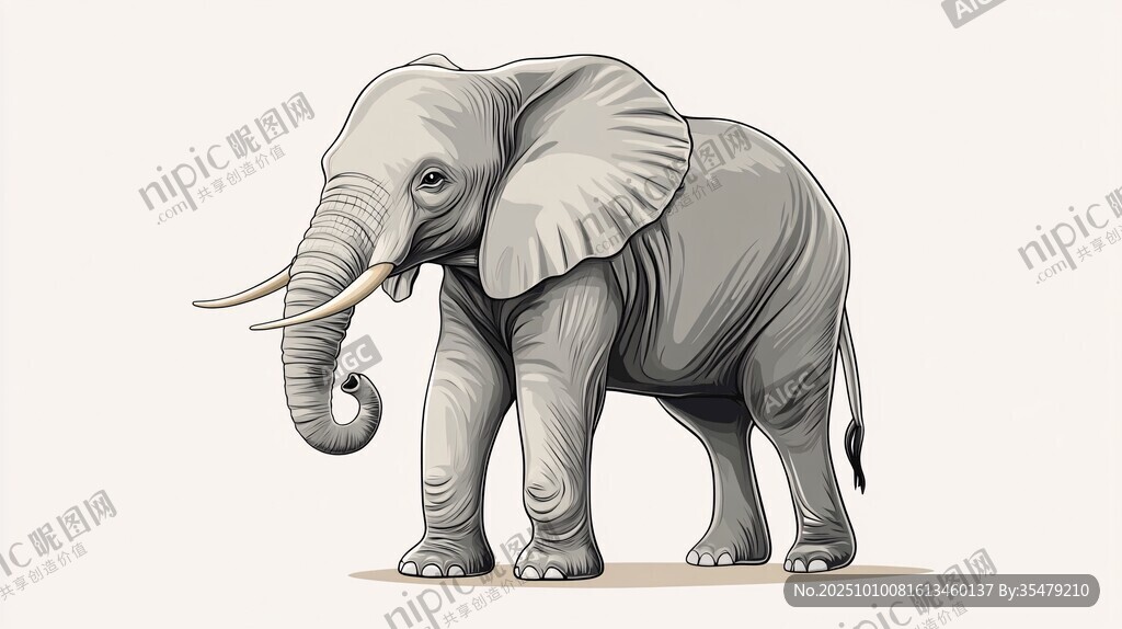 站立的大象插画