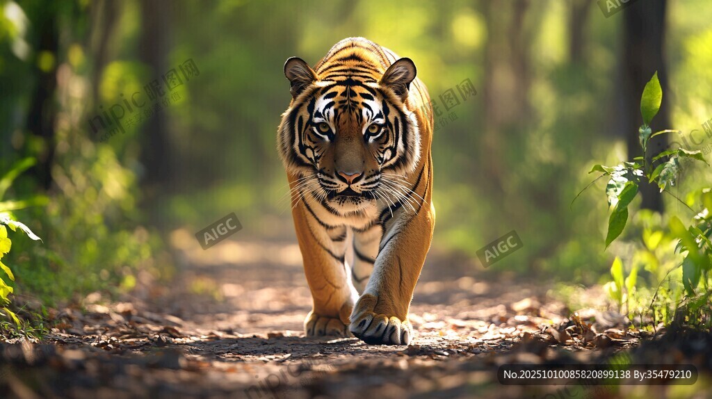 森林中独行的威猛老虎