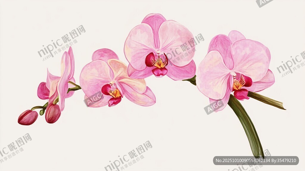 粉色蝴蝶兰花卉插画