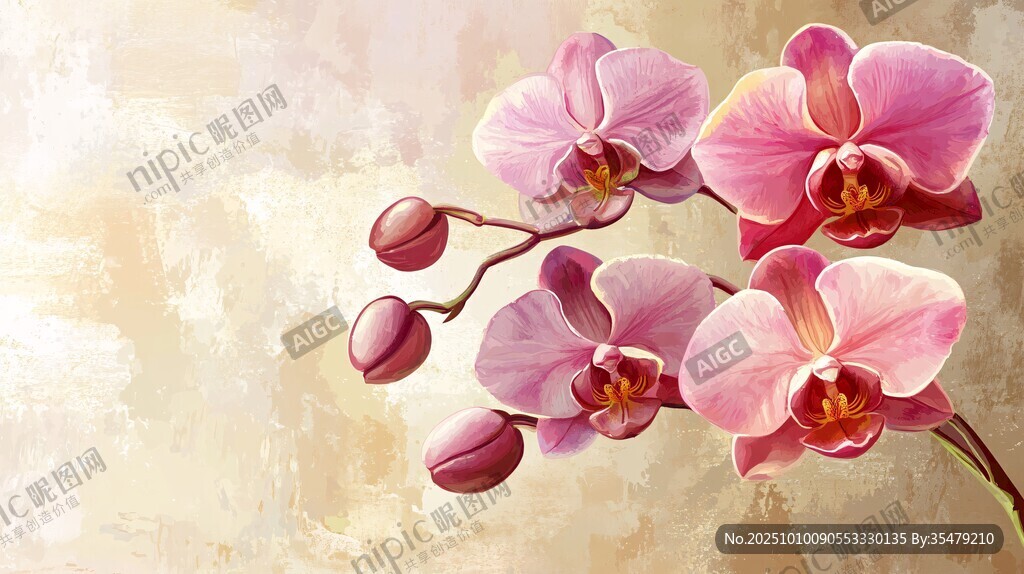 粉色蝴蝶兰特写花卉图