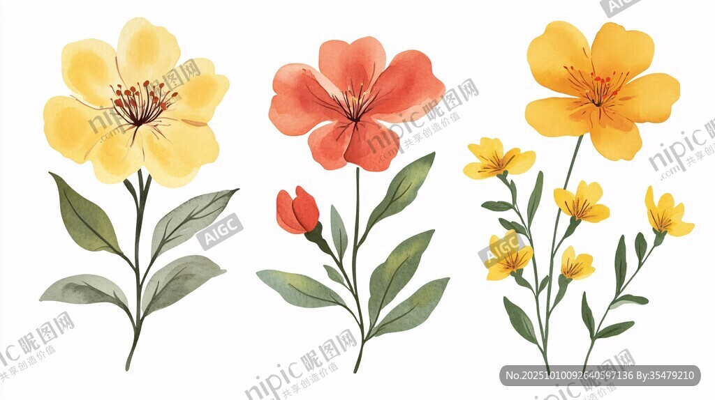 多彩花卉插画