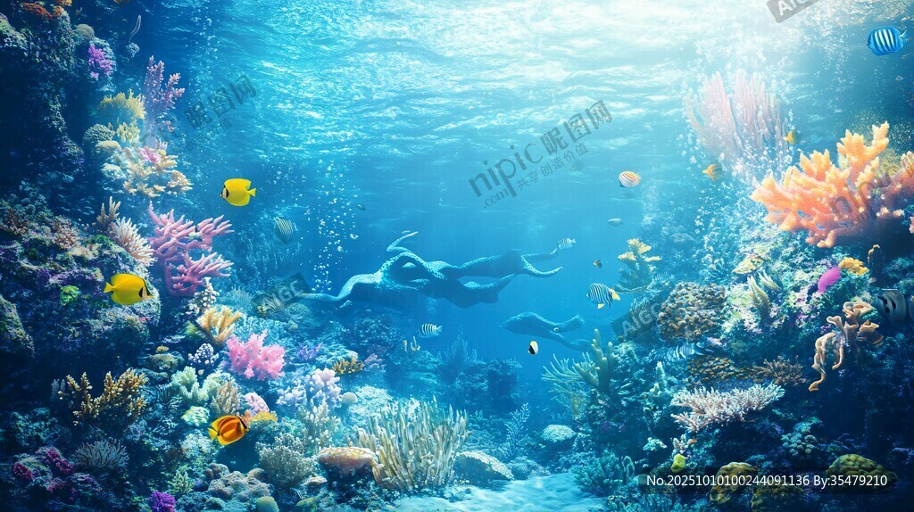 梦幻海底世界的自由潜水者