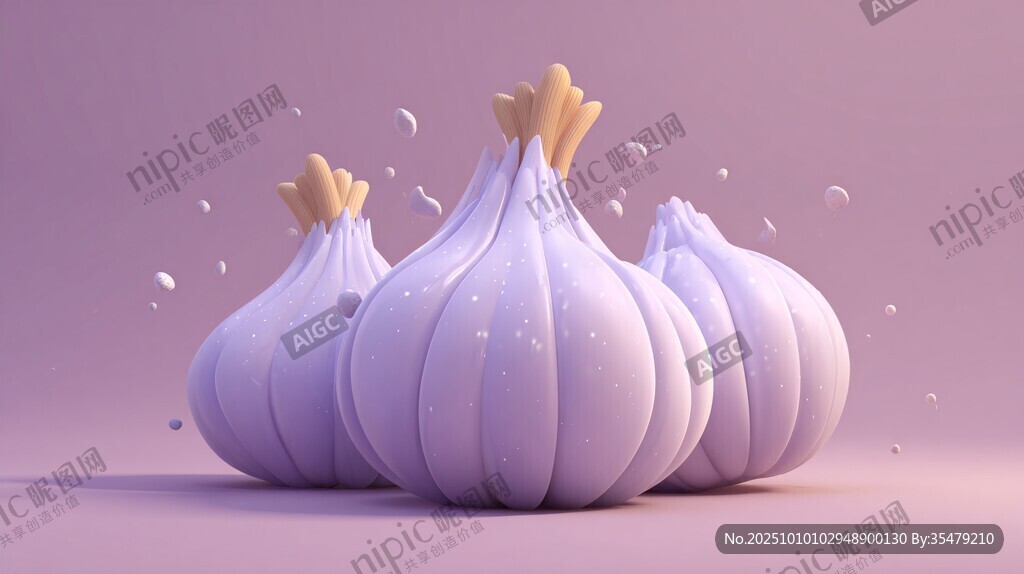 可爱紫色大蒜三维渲染图