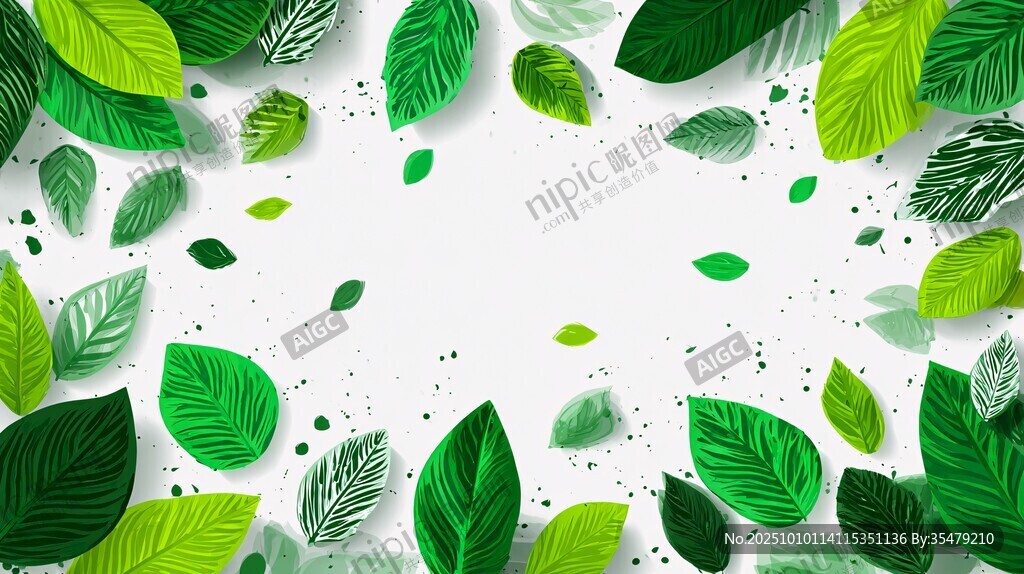 绿叶环绕的清新背景图