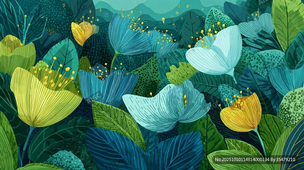 梦幻绿植花卉插画世界