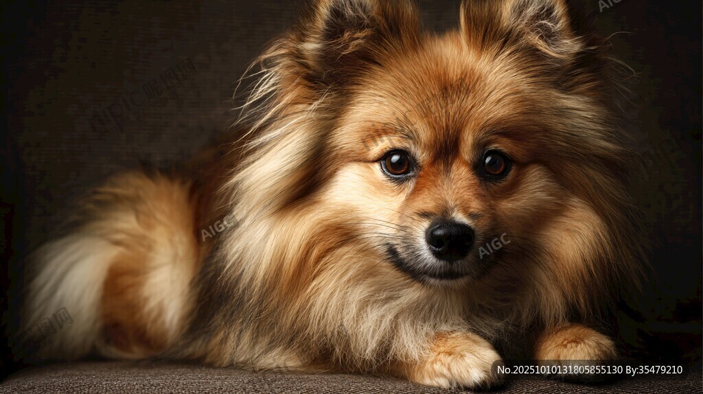 可爱博美犬安静趴卧