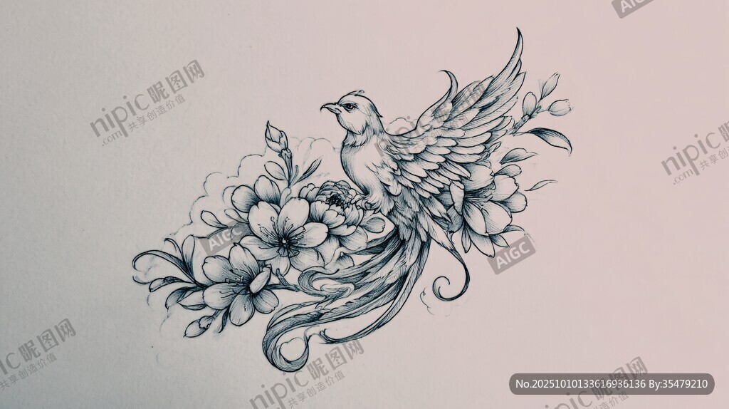 花鸟纹身图案设计