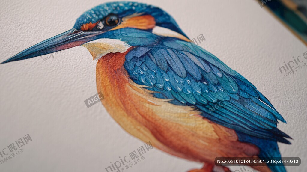 彩绘翠鸟特写