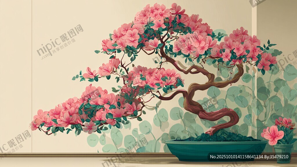 粉色繁花盆景 优雅景致