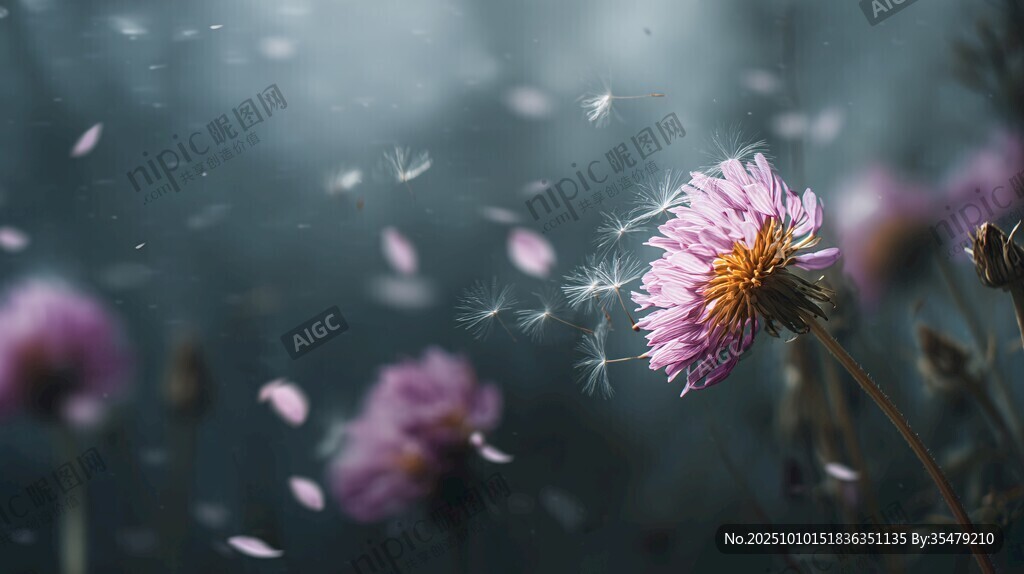 梦幻蒲公英绽放与飞絮瞬间