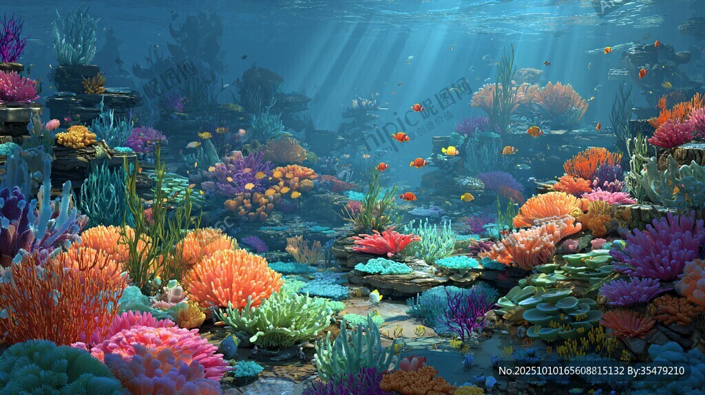 梦幻海底珊瑚礁景观