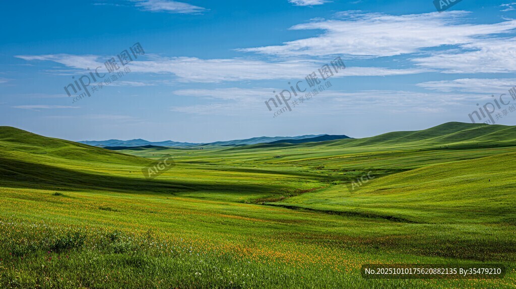 草原风光 绿野蓝天绘美景