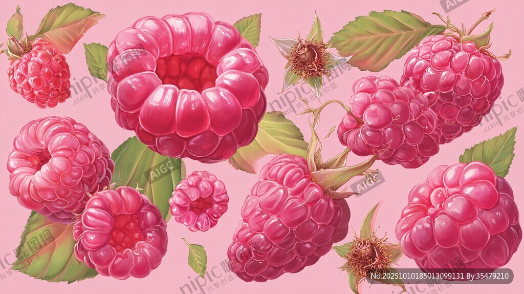 甜美树莓插画