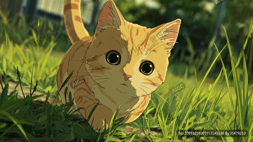 草地上的可爱橘猫