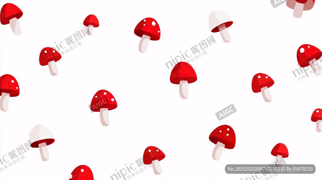 红蘑菇散布画面超可爱