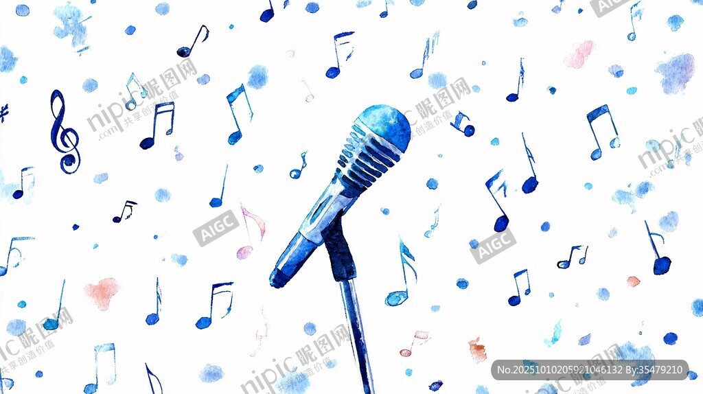 麦克风与音符的梦幻组合
