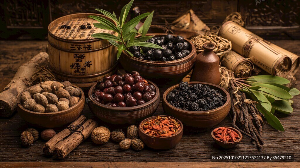传统中药材与食材的展示