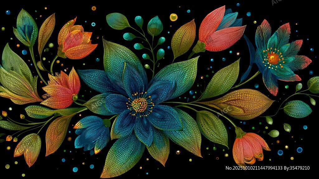 多彩花卉图案装饰画
