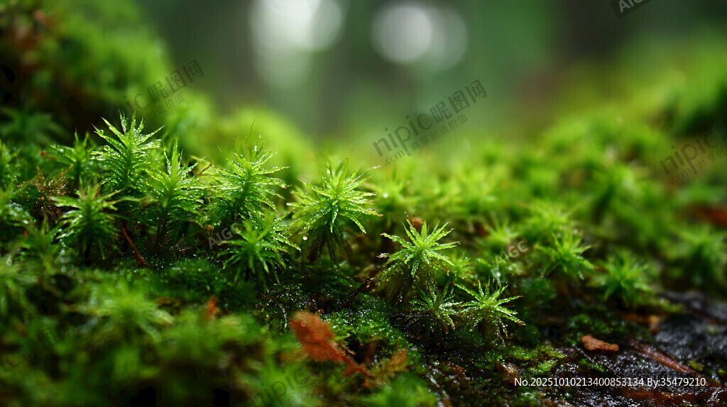 翠绿苔藓特写 自然生机