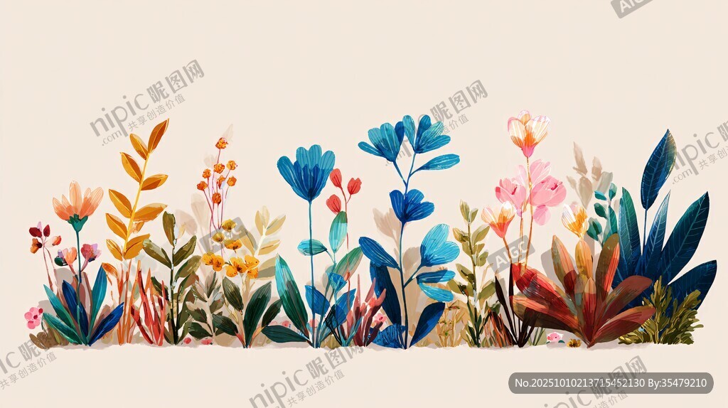 缤纷花卉插画
