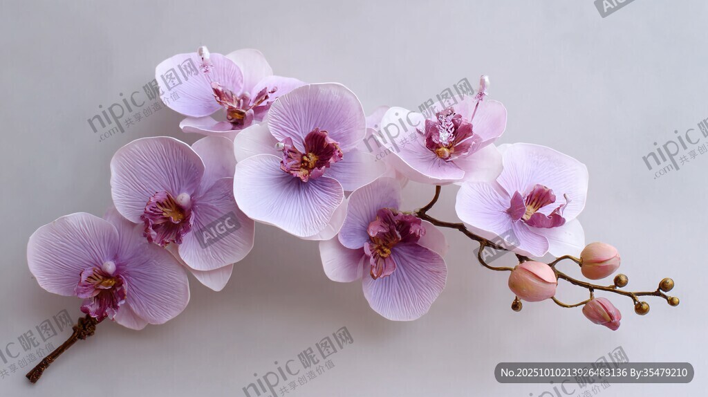优雅淡紫蝴蝶兰花卉特写