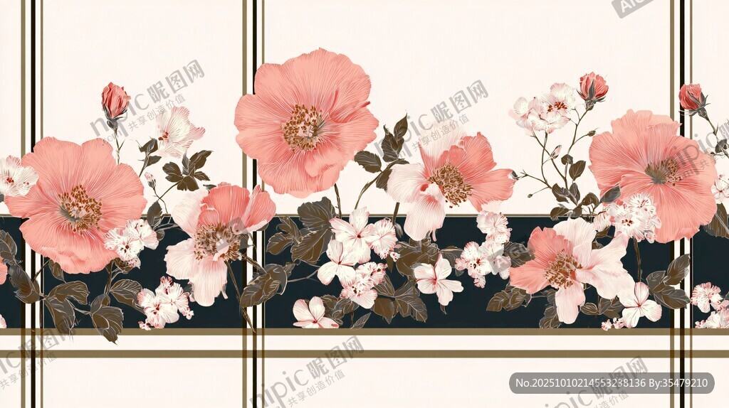 粉色花卉装饰图案