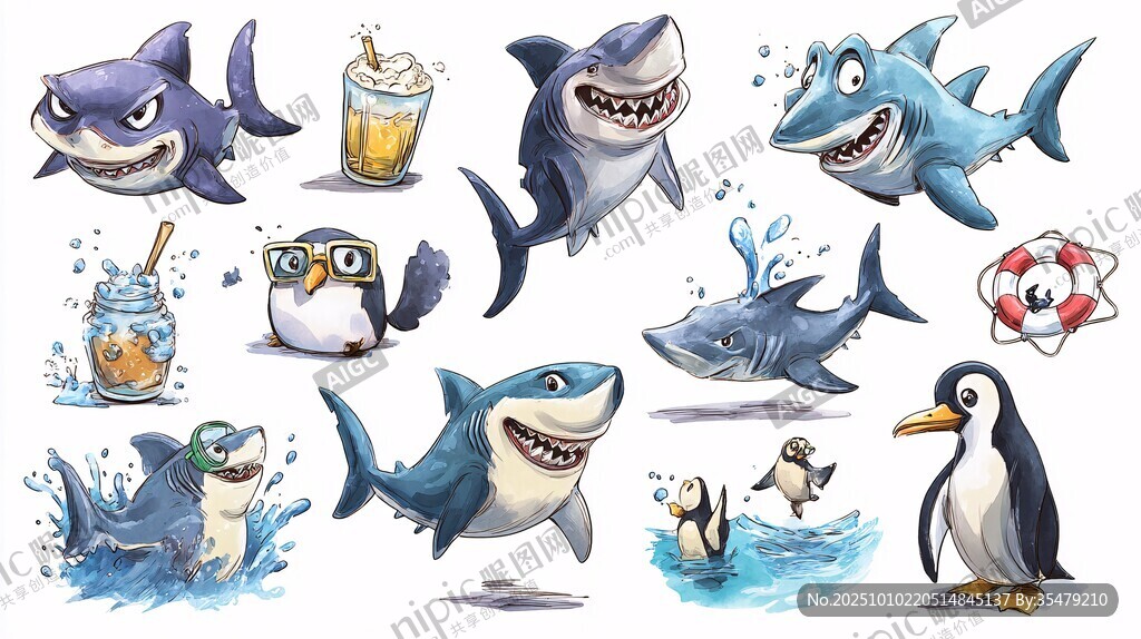 海洋动物卡通形象插画集