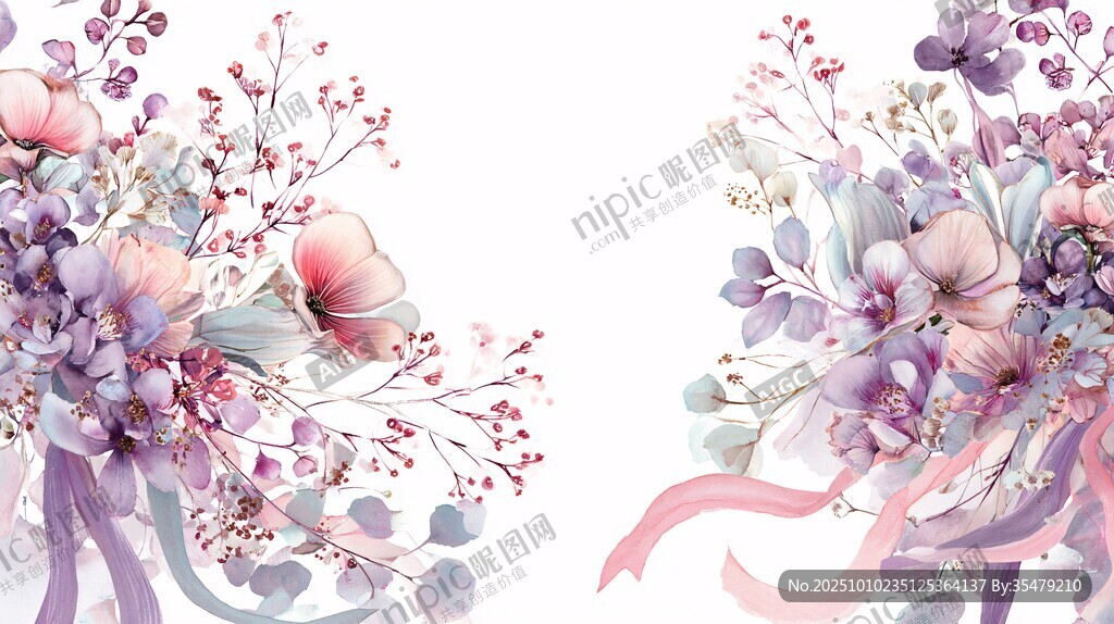 梦幻花卉组合装饰图案