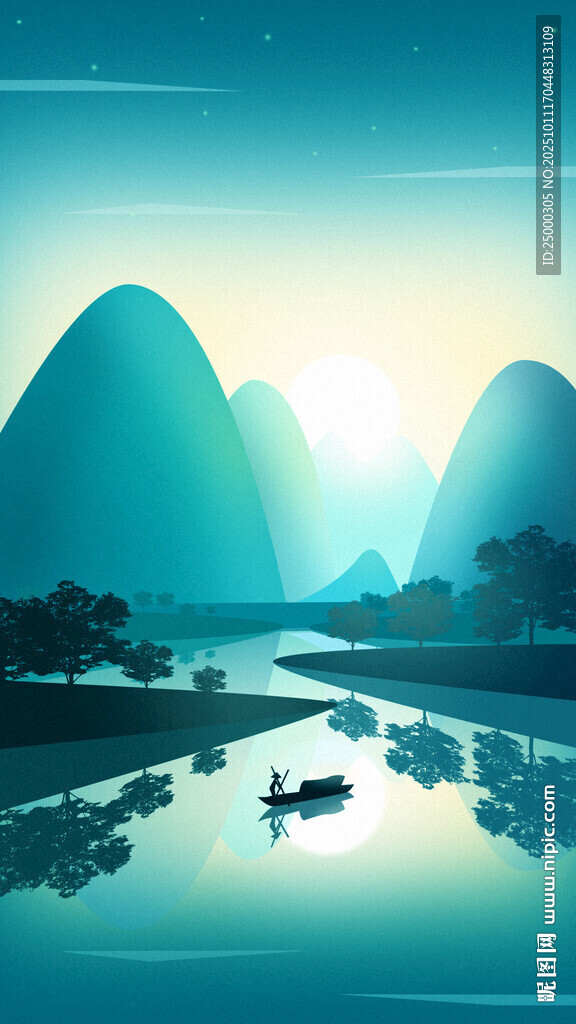山水倒影间的静谧风光