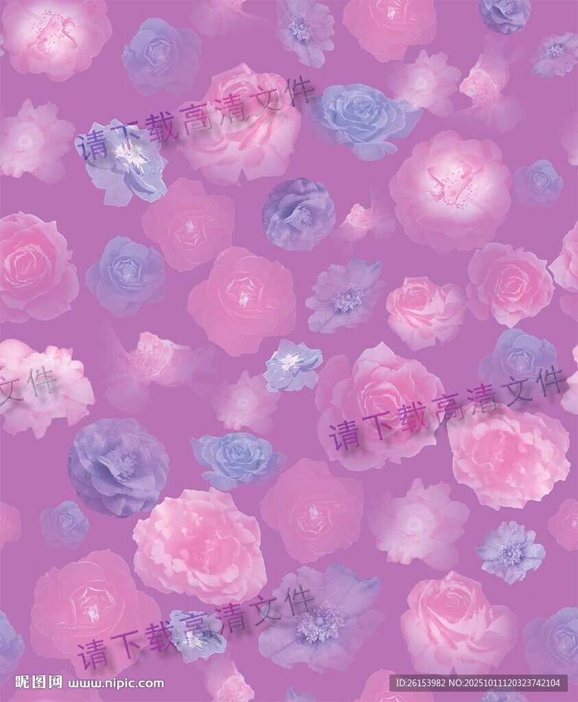 梦幻粉紫花卉图案背景