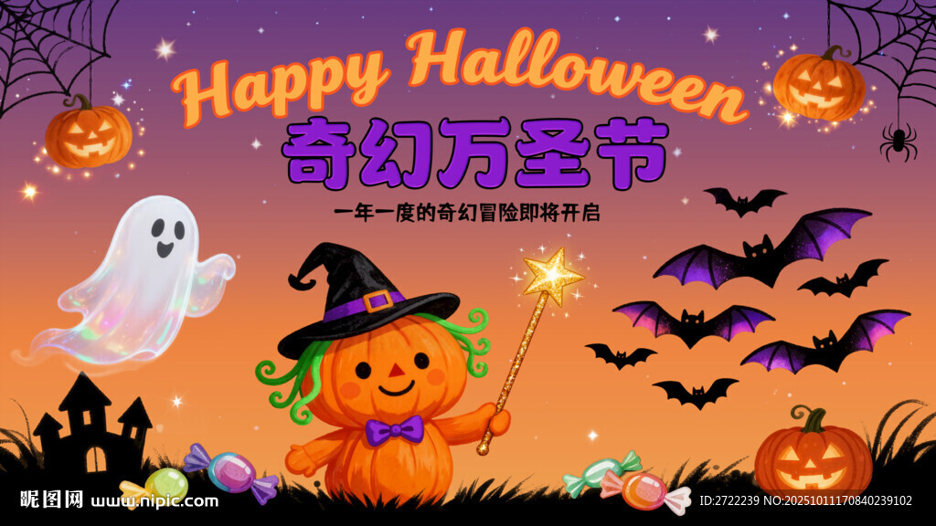 奇幻万圣节背景图分层清晰