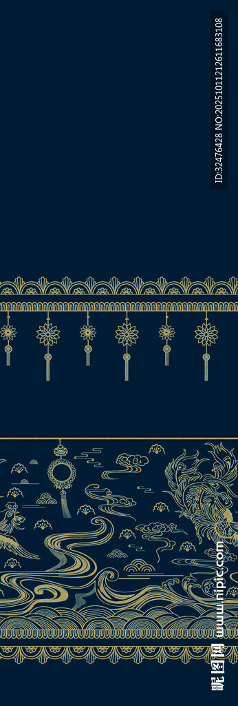 中式古典花纹蓝色背景图