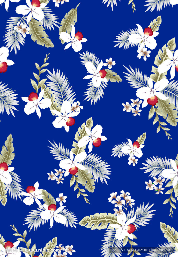 蓝色圣诞花卉图案背景