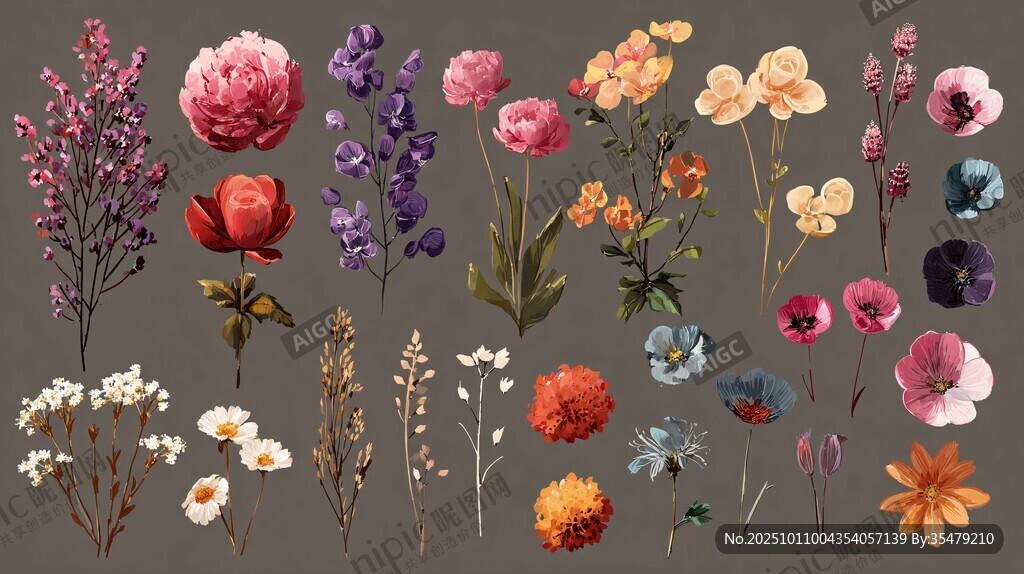 缤纷花卉插画素材集合