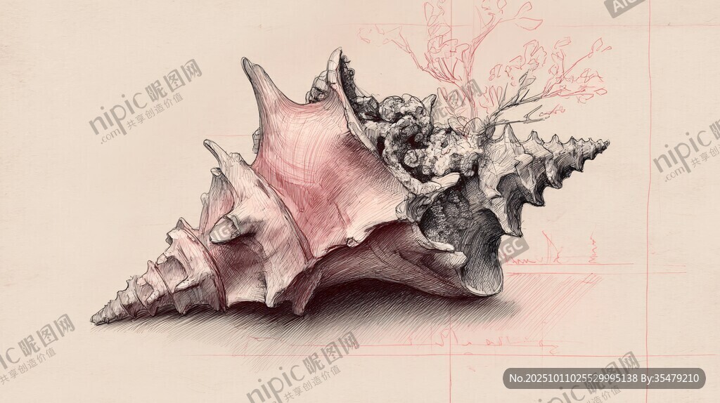 精致海螺手绘艺术作品