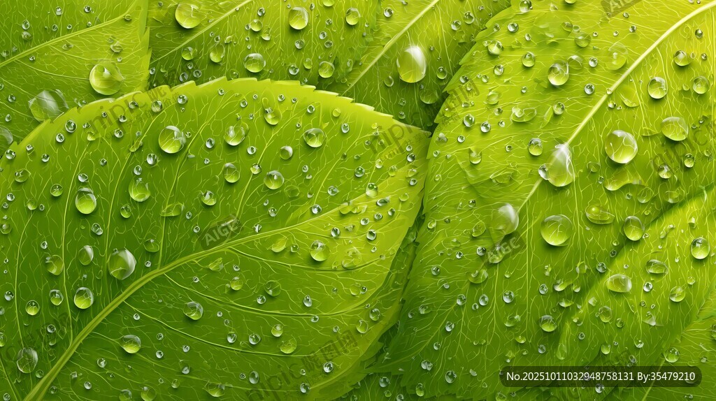 绿叶上晶莹的水滴