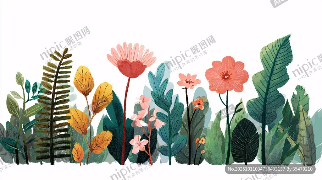 缤纷花草组成的自然图景