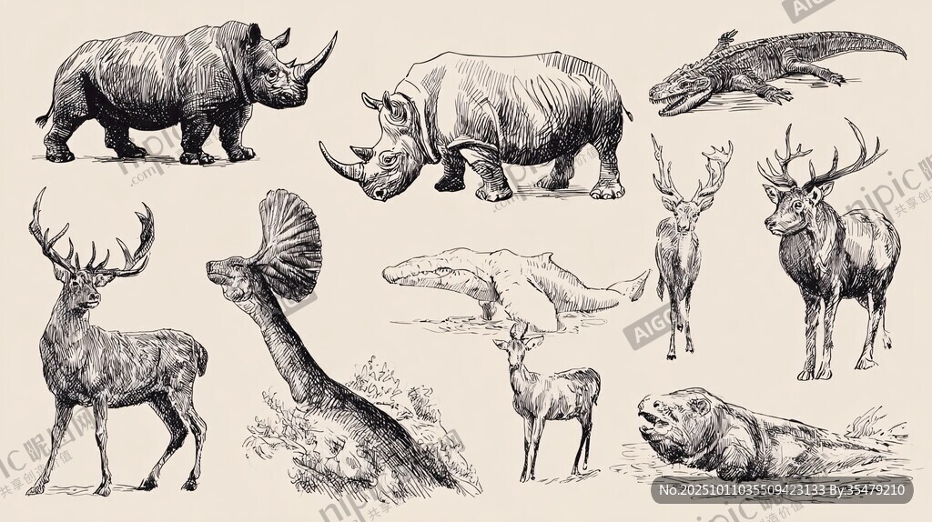手绘野生动物插画集合
